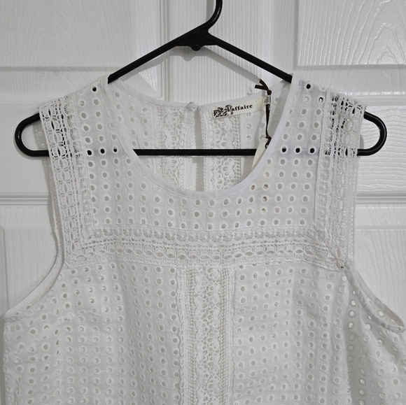 NEW Laffaire Crocheted Tank Top Women's Size Large White Cotton - Picture 4 of 15